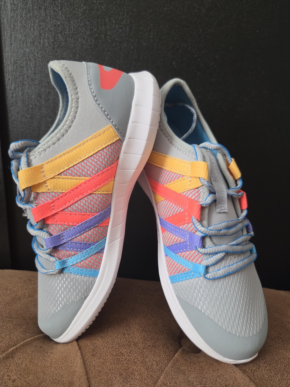 Athletic Works Grey And Multi Colored Sneakers ~ Girls 4/Women's 6